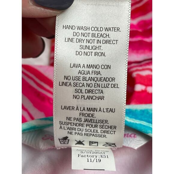 Tommy Bahama Pink Green 1 Piece Swimsuit Baby Girls Size 12M NWT - Picture 4 of 7